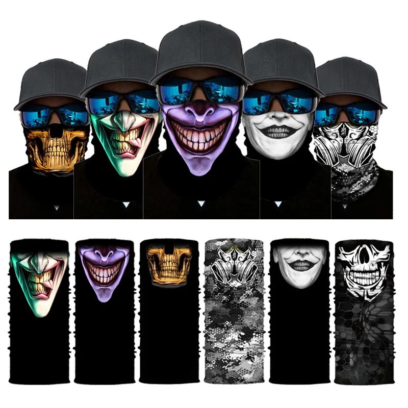 3D Totenkopf Balaclava Nahtlose Motorrad Hals- und Gesichtsmaske Schal Fahrrad Jagd Outdoor Anti-UV Bandana Stirnband – Detail 10