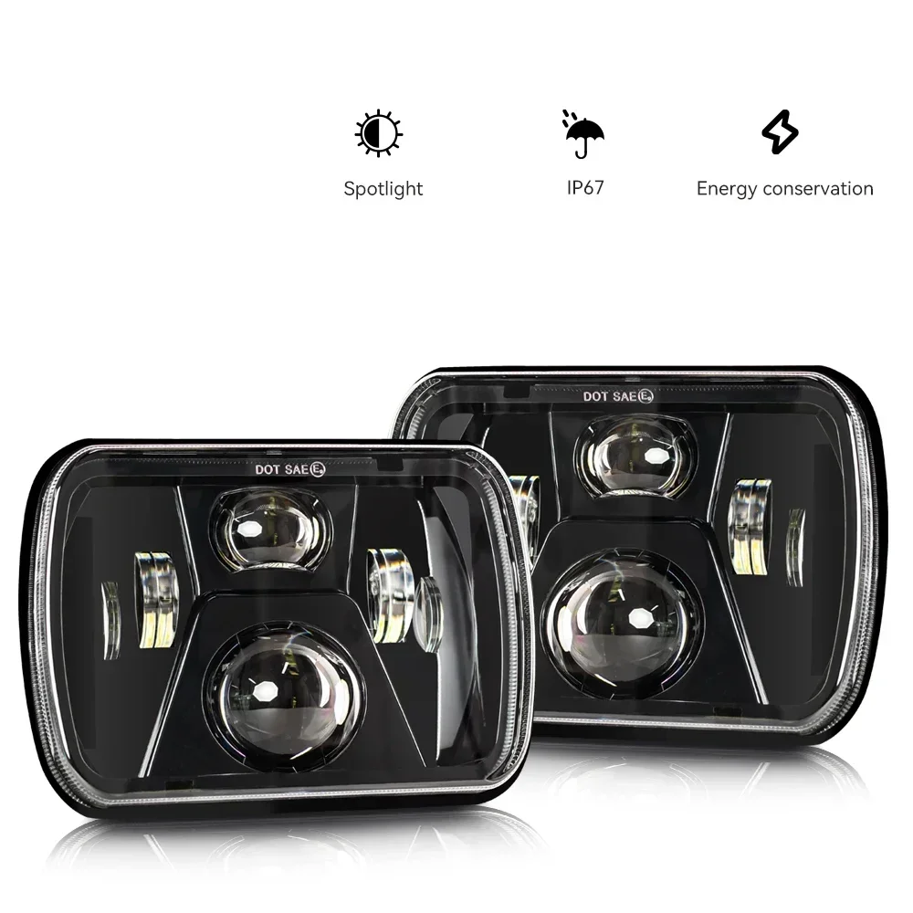 Car 110W 5x7 Inch Led Headlights 7x6 for Jeep Cherokee XJ Wrangler YJ Accessories H6054 Led Lights