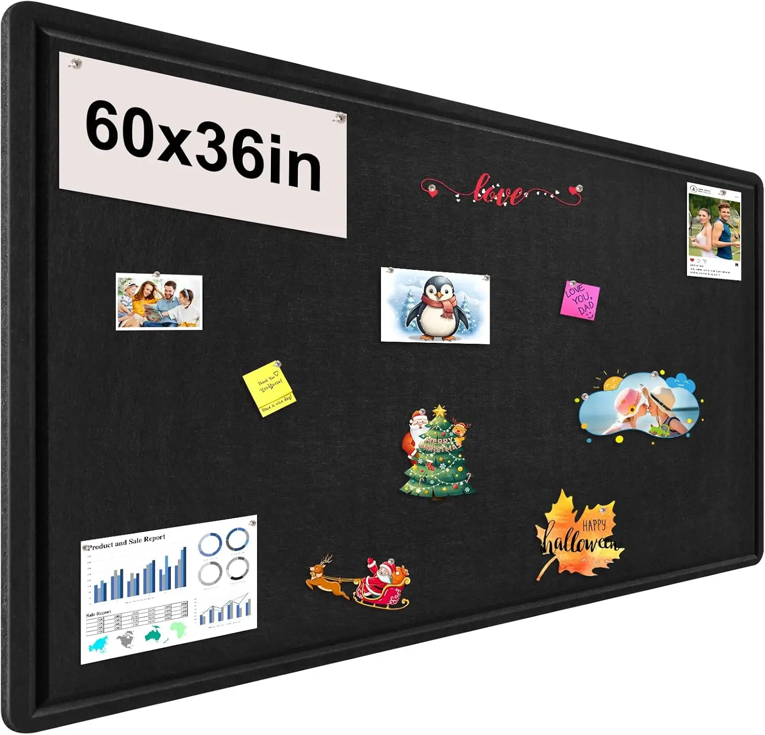 

Large Foldable Felt Pin Board 60x36 Inches, Decorative Wall Bulletin Board with Pushpins, Alternative to Cork