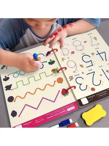 Reusable Magical Tracing Workbook - Pen Control Practice Book for Toddlers, Writing & Drawing Educational Toy