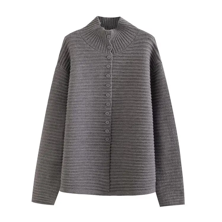 

Elegance Turtleneck Knitting Cardigan Sweater For Women Autumn Winter Solid Color Slim Casual Lazy Style Long-seelve Knitwear