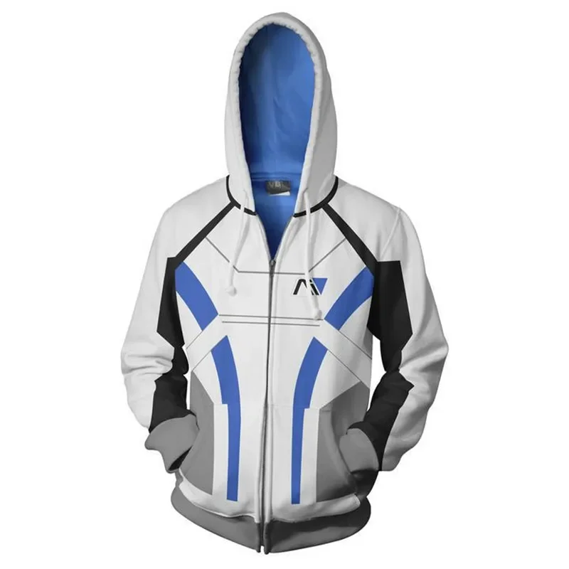 Mass Effect n7 Hoodie Sweatshirts Game Cosplay Costume Men Women Jackets Zipper Hooded Halloween Christmas Hoodie