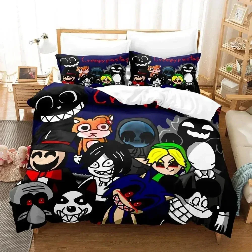 

Jeff and Jane Creepypasta Bedding Set Single Twin Full Queen King Size Bed Set Adult Kid Bedroom Duvet cover Sets 3D Print Anime