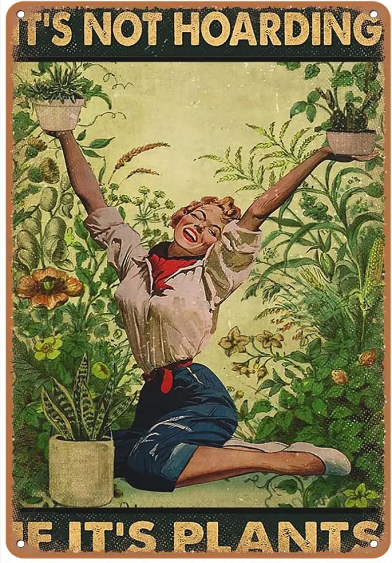 Dreacoss Gardening tin Sign, Plant Lady tin Sign, Plant Mom tin Sign, Gardener tin Sign, Girl Loves Life,Home Decor, Bars, Resta