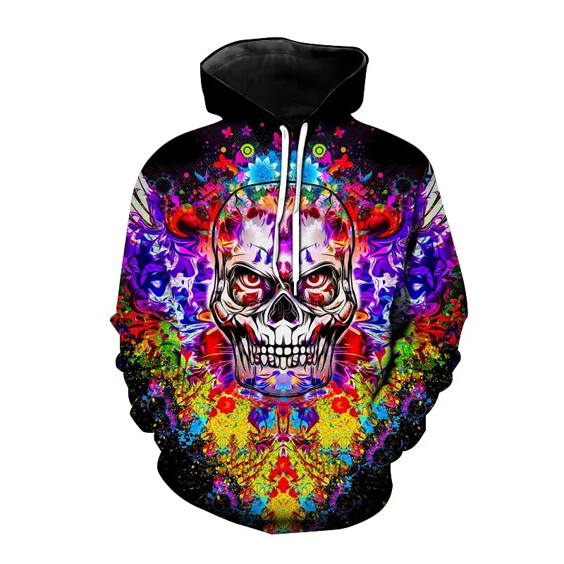 Hip Hop Skull Hoodies 3D Printed Skull Streetwear Pullover Tops Long Sleeve  Men Leisure Fashion Sweatshir Official-website