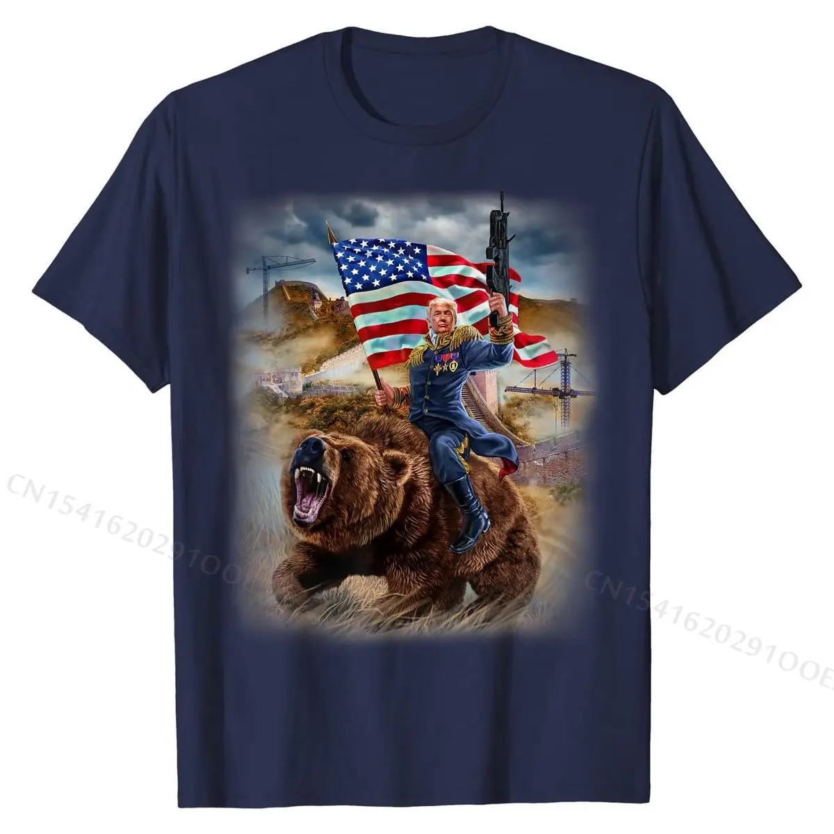 T-Shirt, USA President Trump Build Epic Wall Protect America T Shirts Unique Faddish Cotton Tops Shirts Party for Men