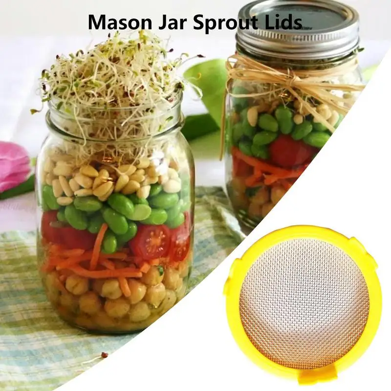 Sprouting Jar Kit Seed Sprouting Mason Jars With Stainless Steel Strainer Lids Bean Sprouts Growing Kit For Seeds Broccoli Beans