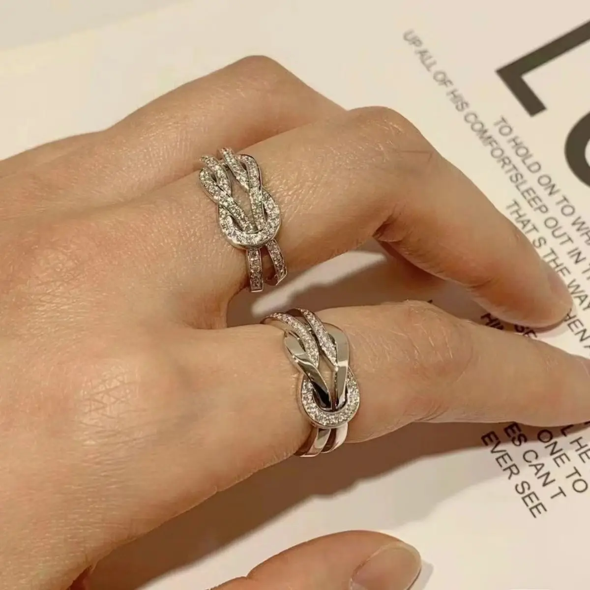 European Luxury Jewelry CHANCE INFINIE Ring - Silver 925 Fashion Couple Ring Set with Diamond Horseshoe Shape - For Party Wear