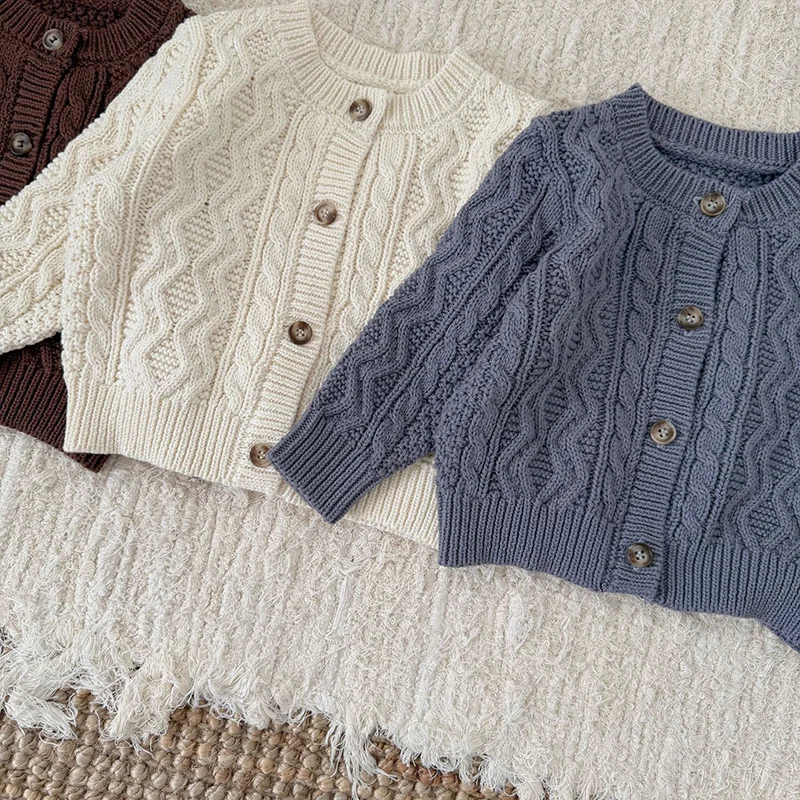 2026 ربيع جديد 0-3 سنوات ملابس الأطفال الكورية نمط الوليد طفل الفتيان الفتيات سترة معطف طفل رضيع الحياكة سترة معطف #1