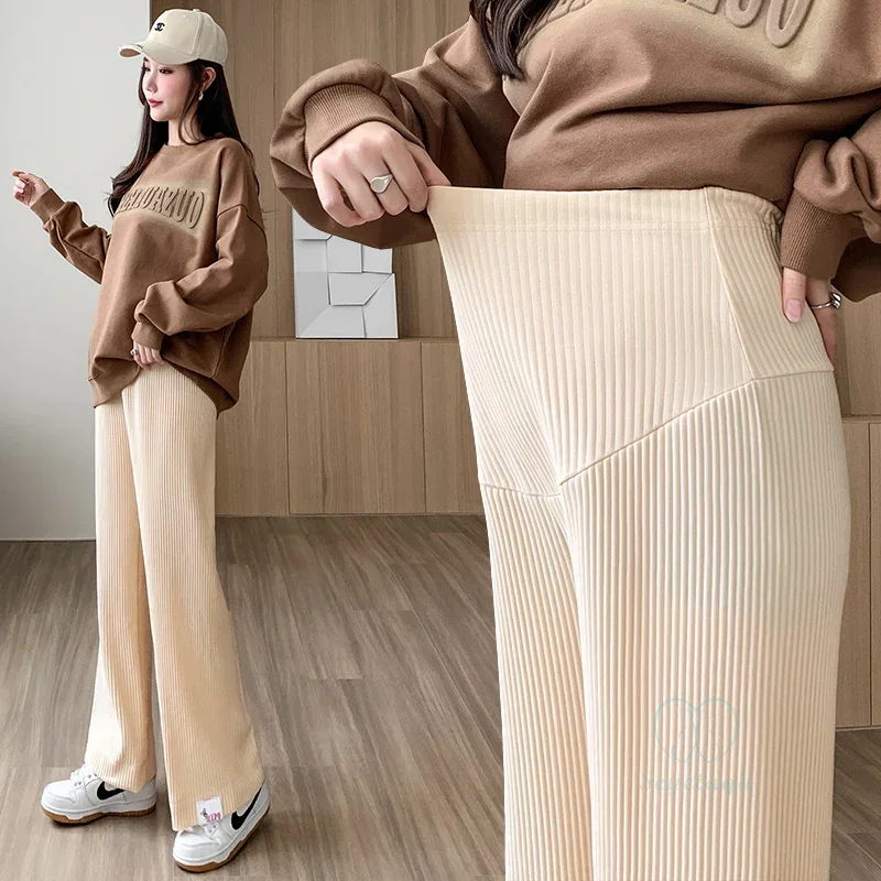 Pantalon large en mousseline de soie plissée pour femmes enceintes, vêtements de grossesse, mode printemps et été