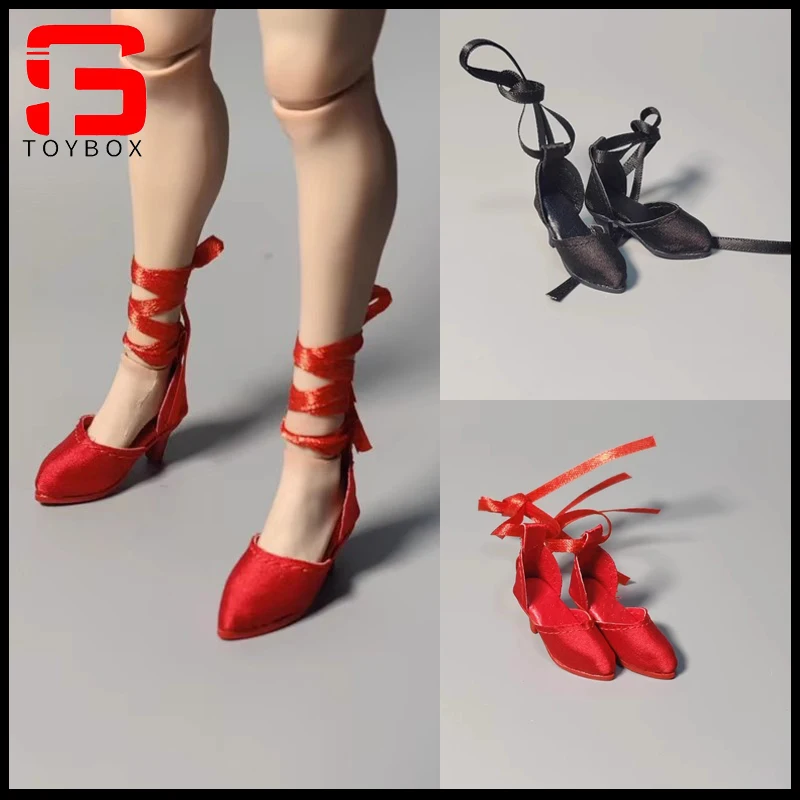 DMTOYS 1/6 مقياس أنثى مربوطة عالية الكعب أسود حذاء أحمر نموذج صالح 12 ''الجندي عمل الشكل الجسم الدمى