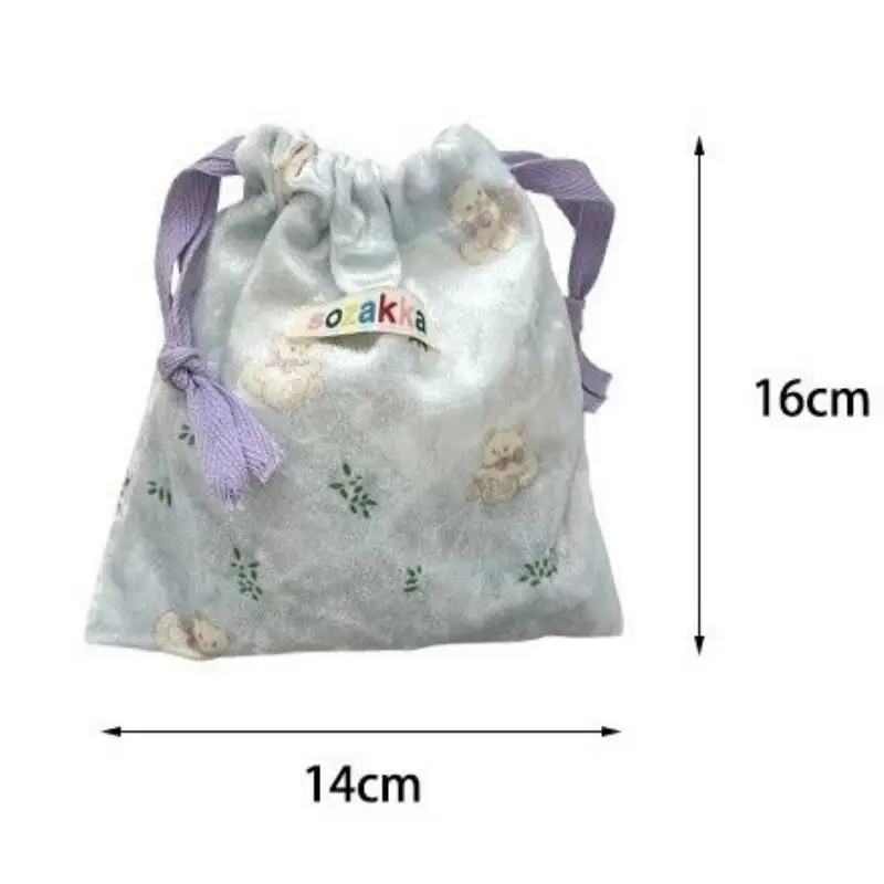 كارتون لطيف الدب الصغير الأزهار الرباط حقيبة التخزين المرأة مجوهرات أحمر الشفاه حقيبة مستحضرات تجميل محفظة نسائية للعملات المعدنية حقيبة سفر متعددة الوظائف