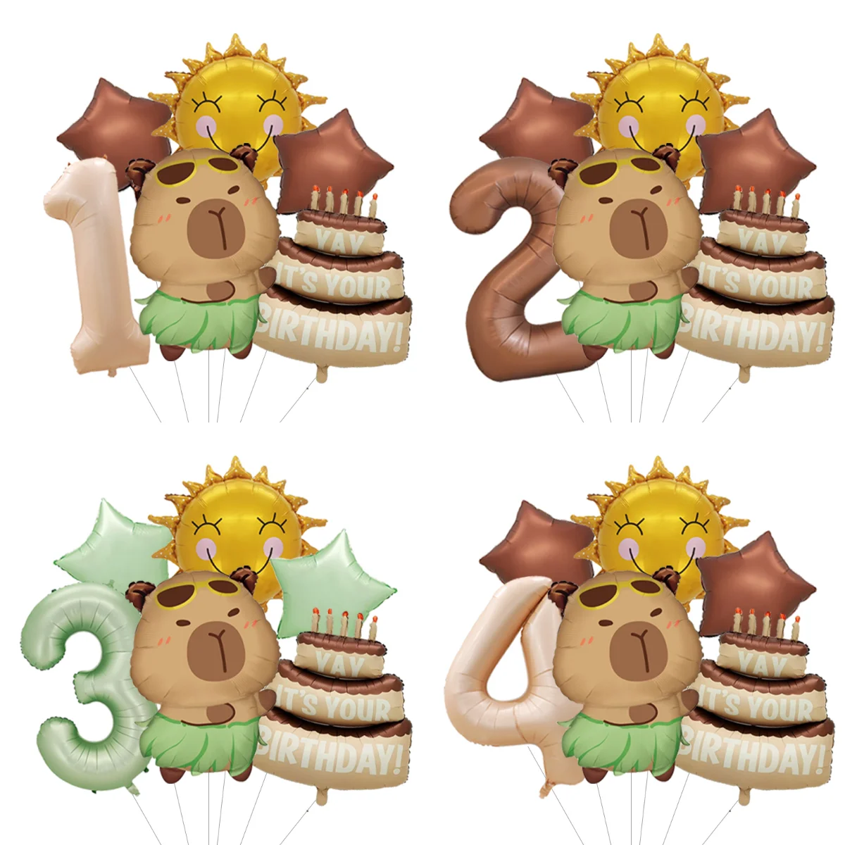 Capybara Cartoon Geburtstags-Ballongirlanden-Set Ballons für Hintergrund-Dekoration