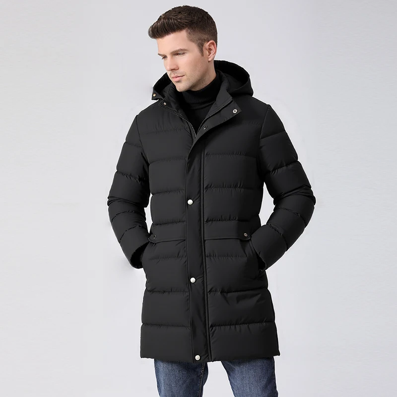 Winter Men Solid Fleece Thickening Parka Outdoors Keep Warm Windproof Comfort Jacket New Fashion Removable Hat Casual Coat Men