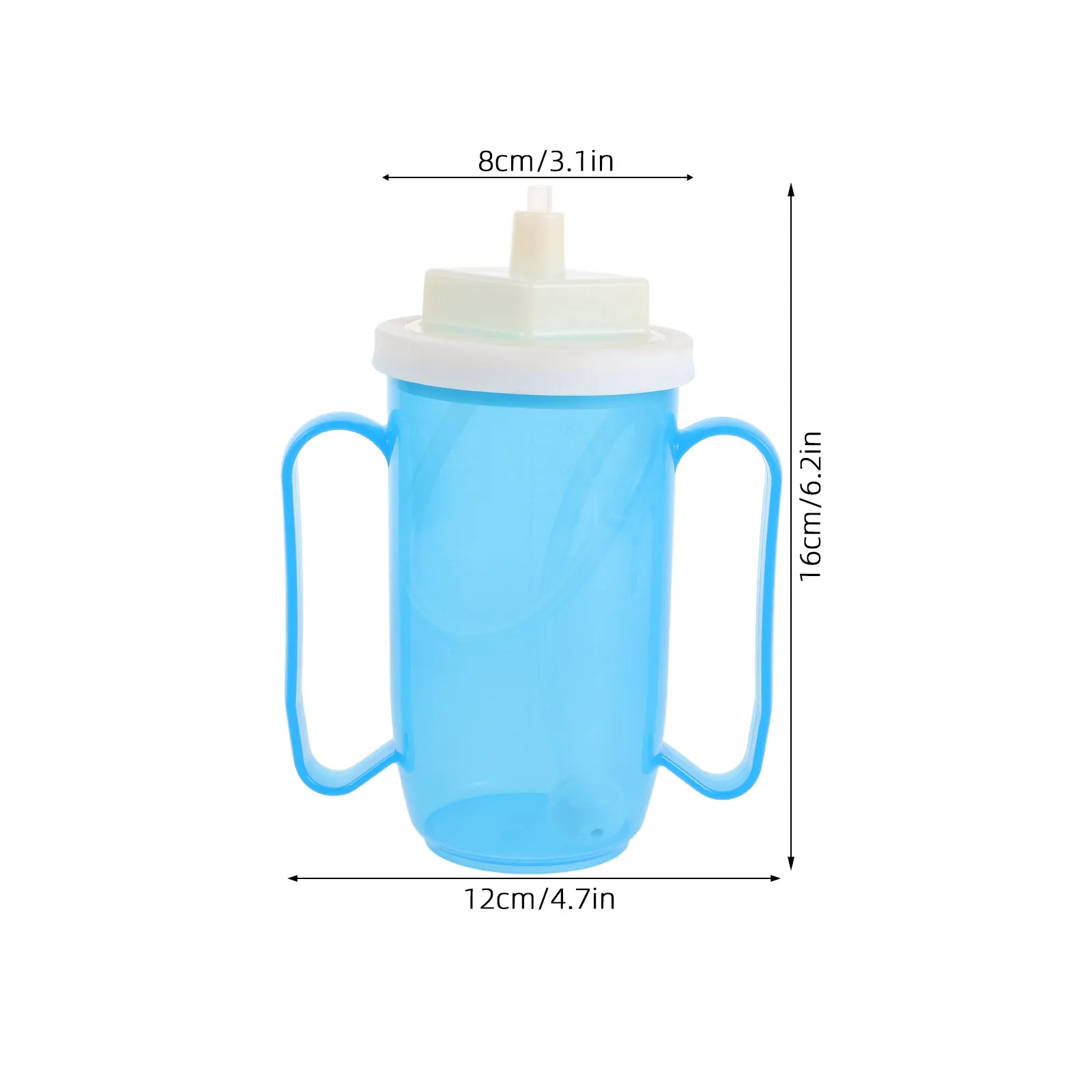 Adult No Spill Elderly Drinking Cup with 2 Adaptive Handles Leak Proof Choking Prevention Sip Straw for Bedridden Dysphagia