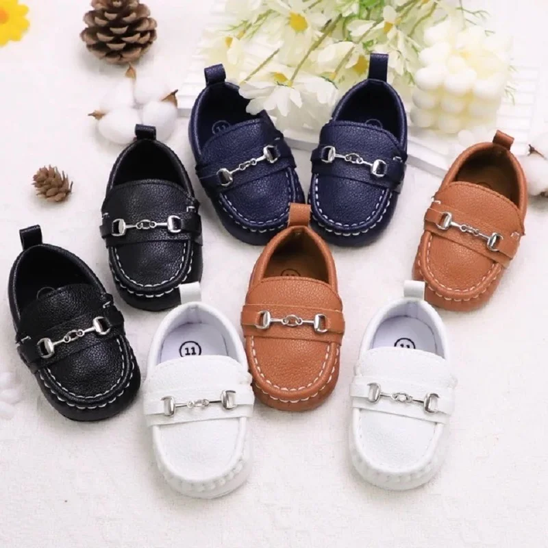 HAIZHIW 4-colors Newborn Infant Boys Girls Shoes PU Leather Loafers Dress Shoes Oxford Prewalker Walking Flat Lazy Crib Shoes