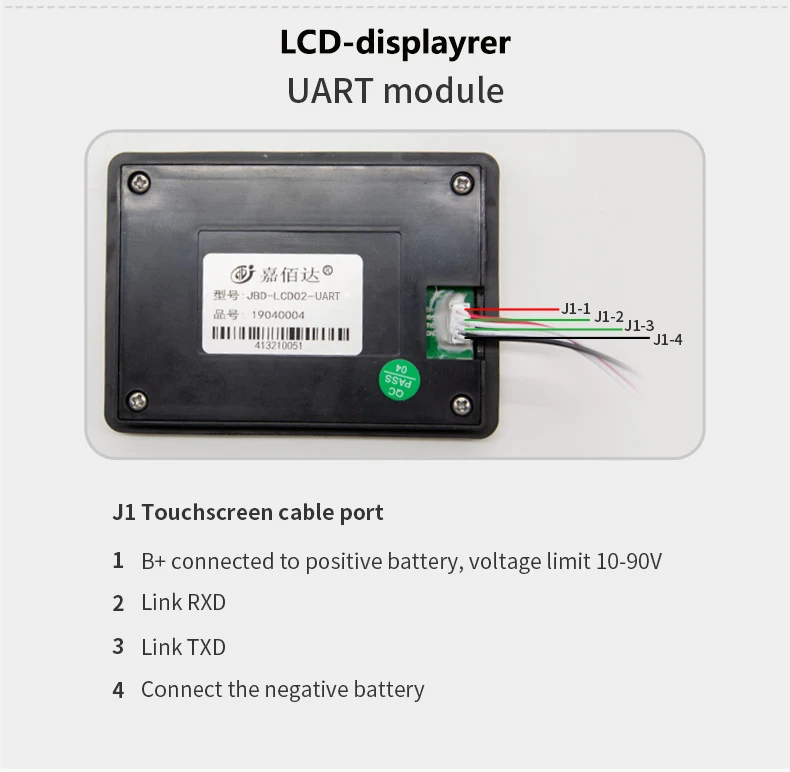 Jiabaida 4S-24S 9V-90V Smart BMS Bluetooth UART RS485 Color LCD Communication Accessories view 5