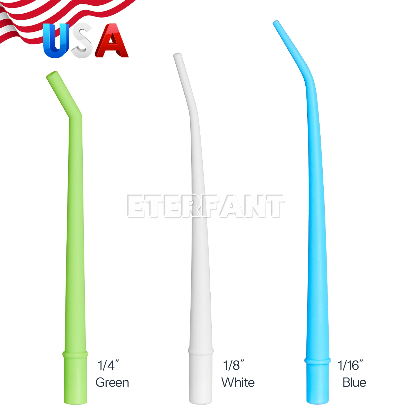 

500/1000 шт. Одноразовые стоматологические хирургические аспираторы-отсосы для слюны, зеленые 1/4''/белые 1/8''/синие 1/16''