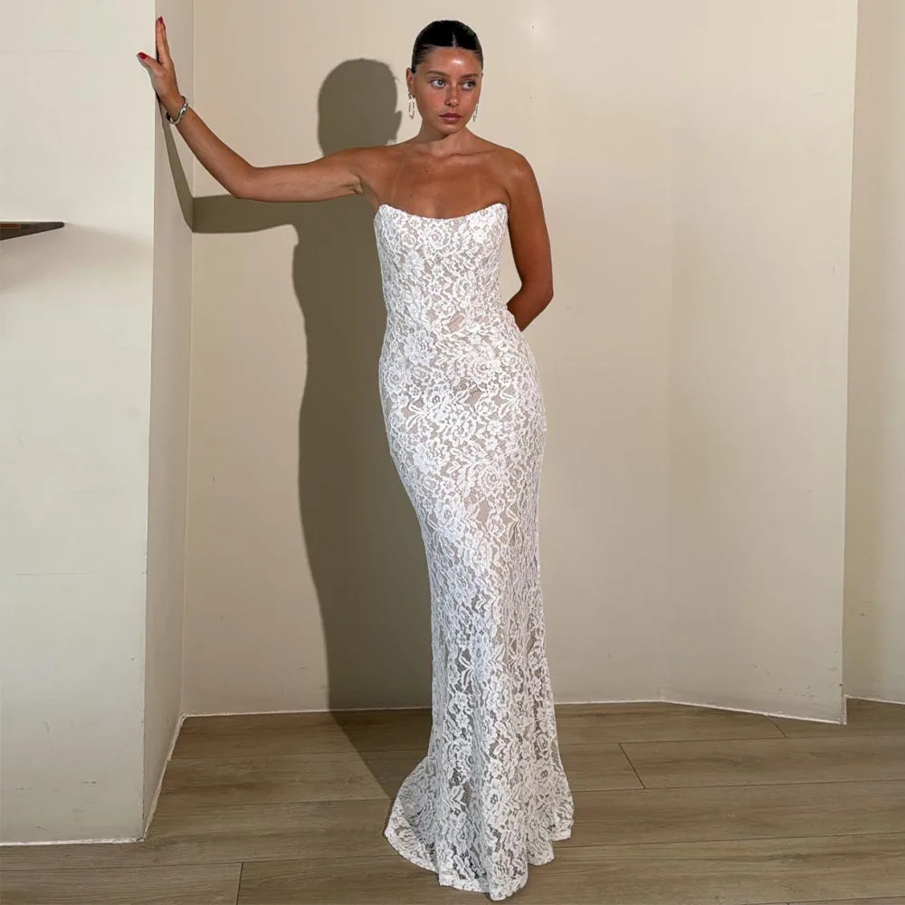 

Вечернее платье, кружевное платье русалки с V-образным вырезом, без рукавов, элегантные вечерние платья для женщин 2025