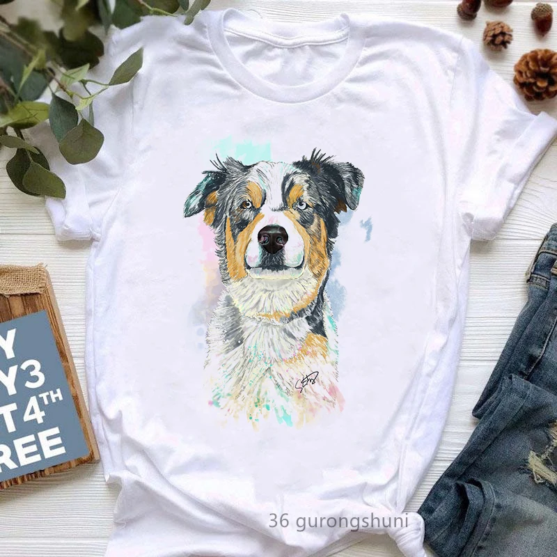 Regali del pastore australiano per gli amanti dei cani stampa Tshirt donna divertente maglietta Casual bianca Femme Summer Fashion T-Shirt femminile