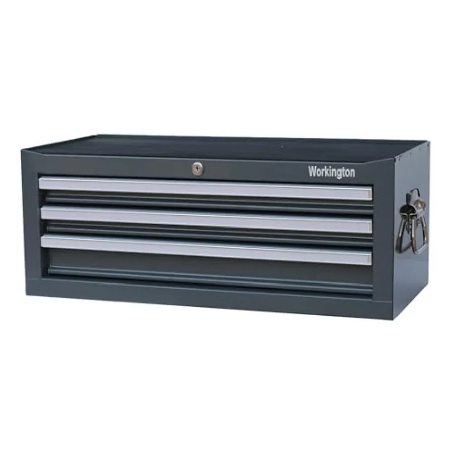 

Промышленный переносной металлический ящик-органайзер с 3 выдвижными ящиками, 26 дюймов, средний размер, с шарикоподшипниковыми направляющими для ящиков, стальной инструментальный шкаф