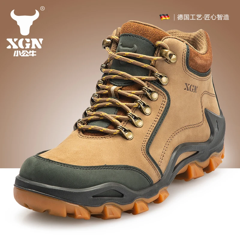 XGN-Sapatos masculinos de caminhada ao ar livre, botas de caça impermeáveis, botas táticas de combate ao deserto, tênis de trekking, tênis de couro