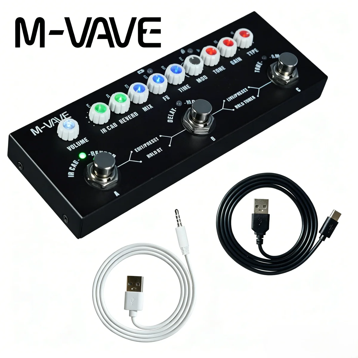 

M-VAVE Cube Baby Guitar Effects Pedal, 8 IR Cabinet Simulations Rechargeable Battery Precision Tuner Delay Chorus Phaser Reverb