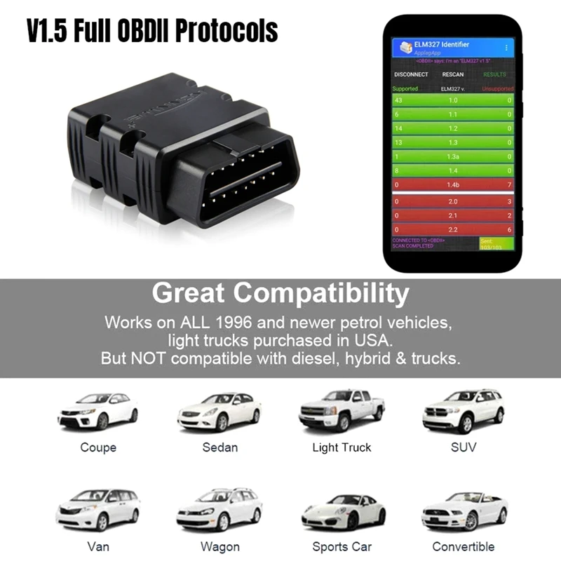 KONNWEI ELM327 V1.5 OBD2 Scanner KW902 Bluetooth-Compatible Auto Scanner MINI ELM 327 OBD 2 KW902 Code Reader For Android Phone