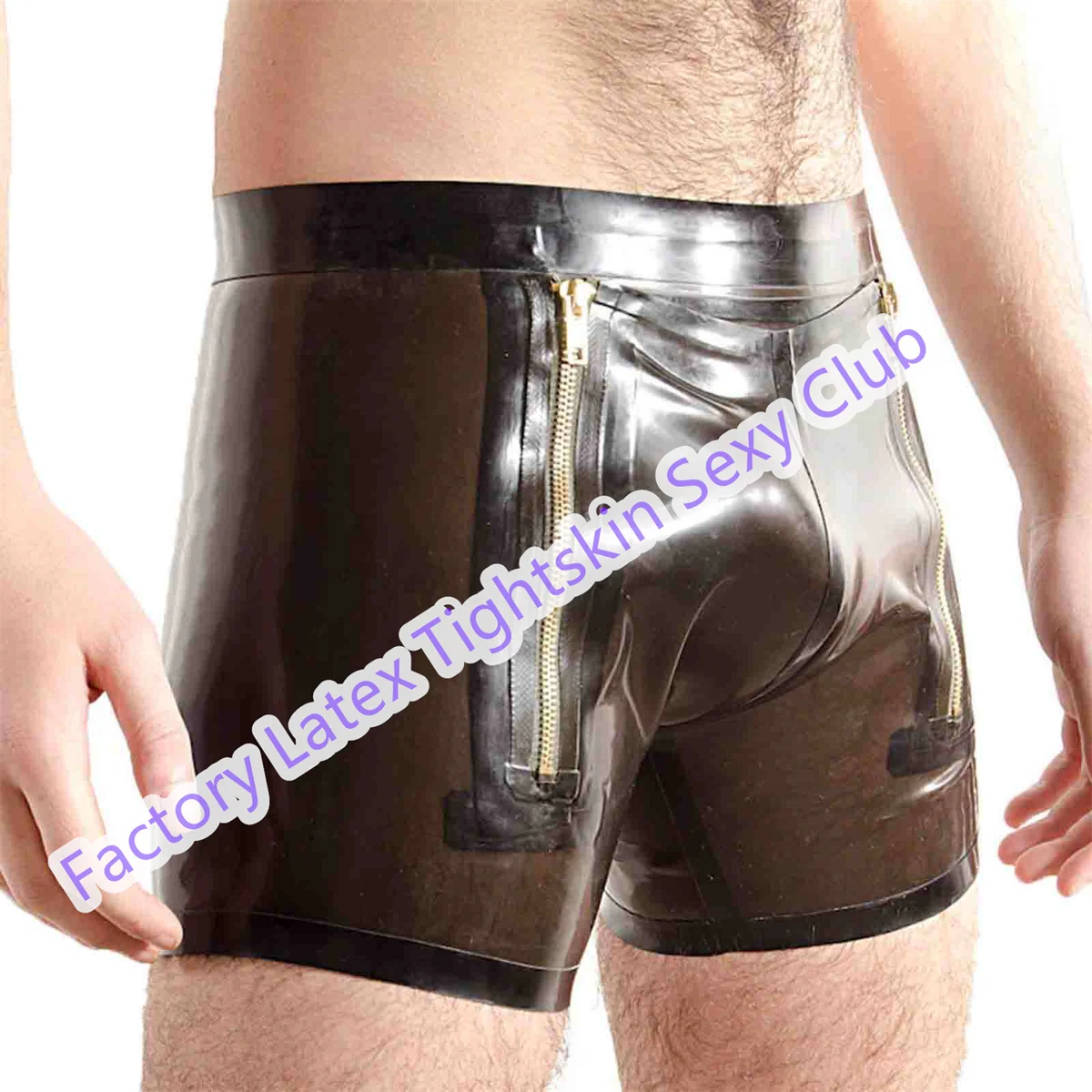 

Male Latex Panties Rubber Shorts Sexy Fetish Rubber Underwear with Zip Halloween Cosplay Costumes Custom Made