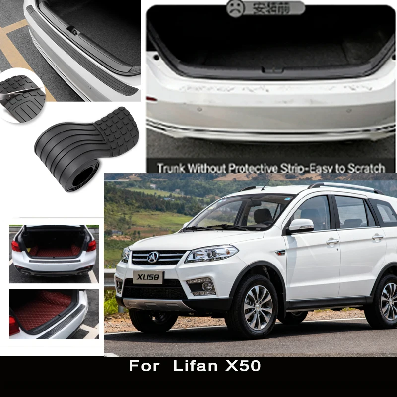 

For Lifan X50 Rear Trunk Guard Plate Sticker Car Rear Bumper Trim Anti-Kicked Scratch Protector Sticker Strip
