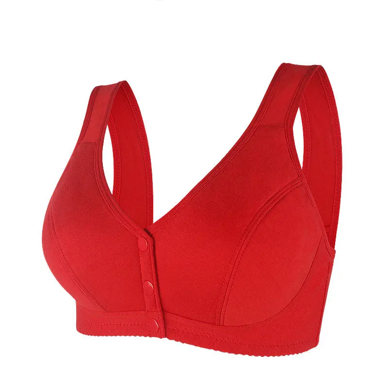 Ladies Front Button Plus Size Solid Color Underwear Fashionable Ultra-thin Soft and Comfortable Vest Style Fixed Cup Underwear view 6