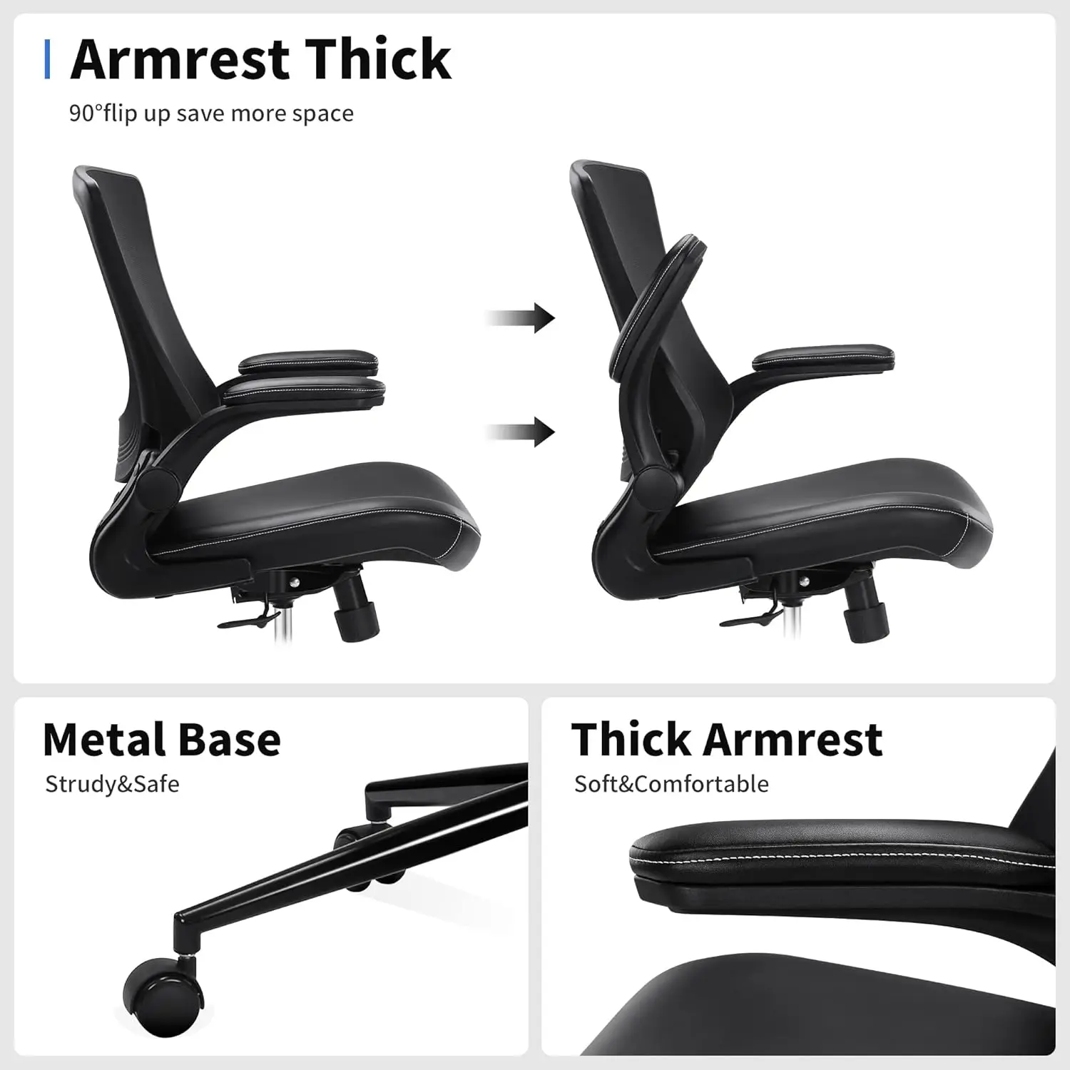 Tall Office Chair for Standing Desk, PU Leather Recline with Foot Ring & Adjustable Lumbar Support