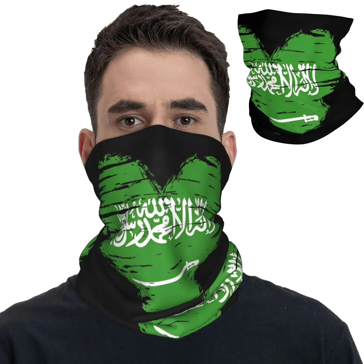 Saudi Arabia Heart Flag Bandana Neck Cover Printed Balaclavas Wrap Scarf Multifunctional Headwear Riding Unisex Adult All Season