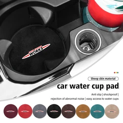 2Pcs Car Coasters Water Cup Slot Non-Slip Mat Shockproof Pad For MINI John Cooper Works R56 F56 R53 R60 Clubman