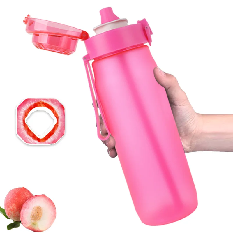 Air water bottle with 1PC flavor pod, scented water bottle with straw, 750ml 25oz water jug BPA Free Leakproof Portable Perfect