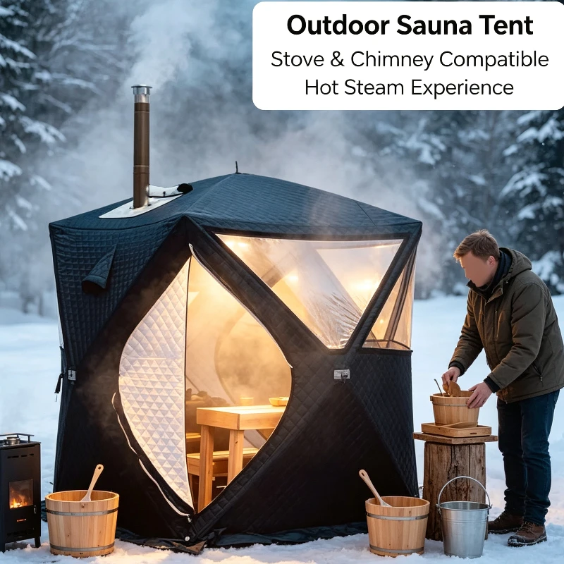 Insulated Winter Camping Tent With Stove Jack And Quilted Walls For Ice Fishing Outdoor Sauna Shelter Warm