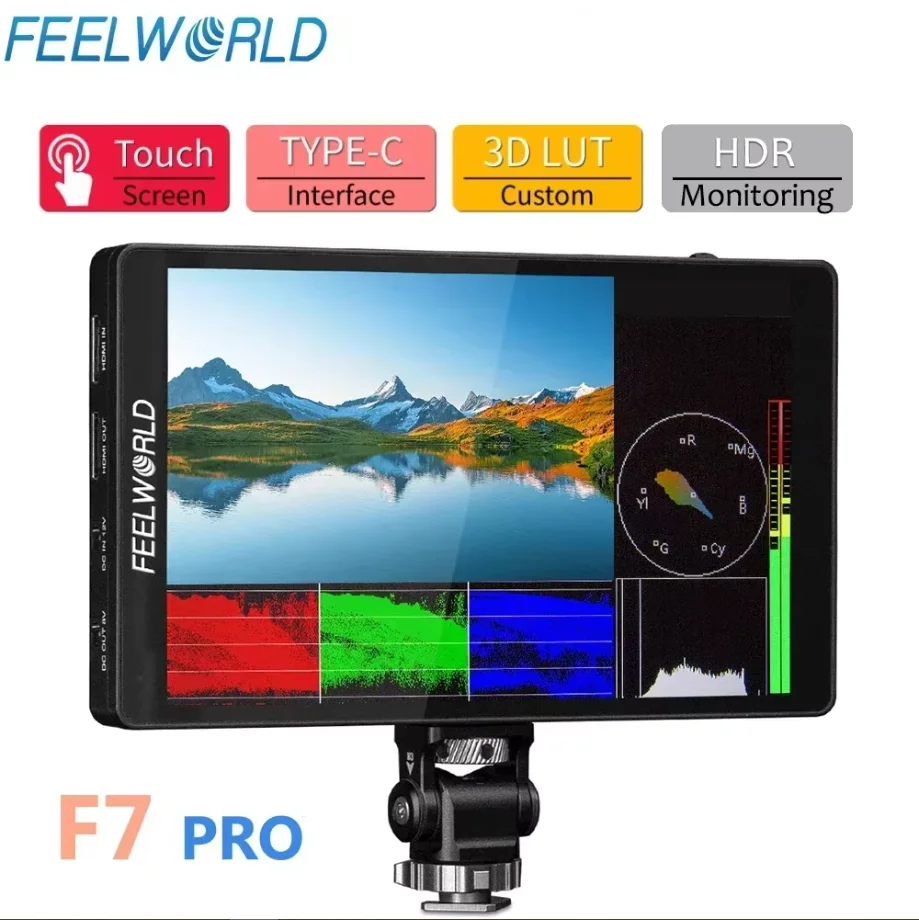 

FEELWORLD F7 PRO 7“ 3D LUT Touch Screen 4K 60Hz HDMI DSLR Camera Field Director Monitor 1920x1200 IPS F970 External Power Kit