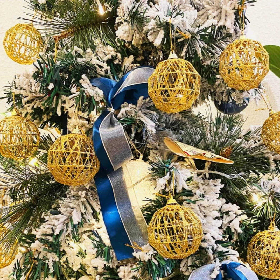 Christmas Ball Ornaments Openwork Hollow Christmas Sphere Glitter Openwork Ornament Intricate Christmas Tree Decorations