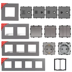 PC frame Socket Frames RJ45 CAT6 TV Satellite Type-C Double USB Sockets Wall Button Switch Function Parts  Free Combinatio