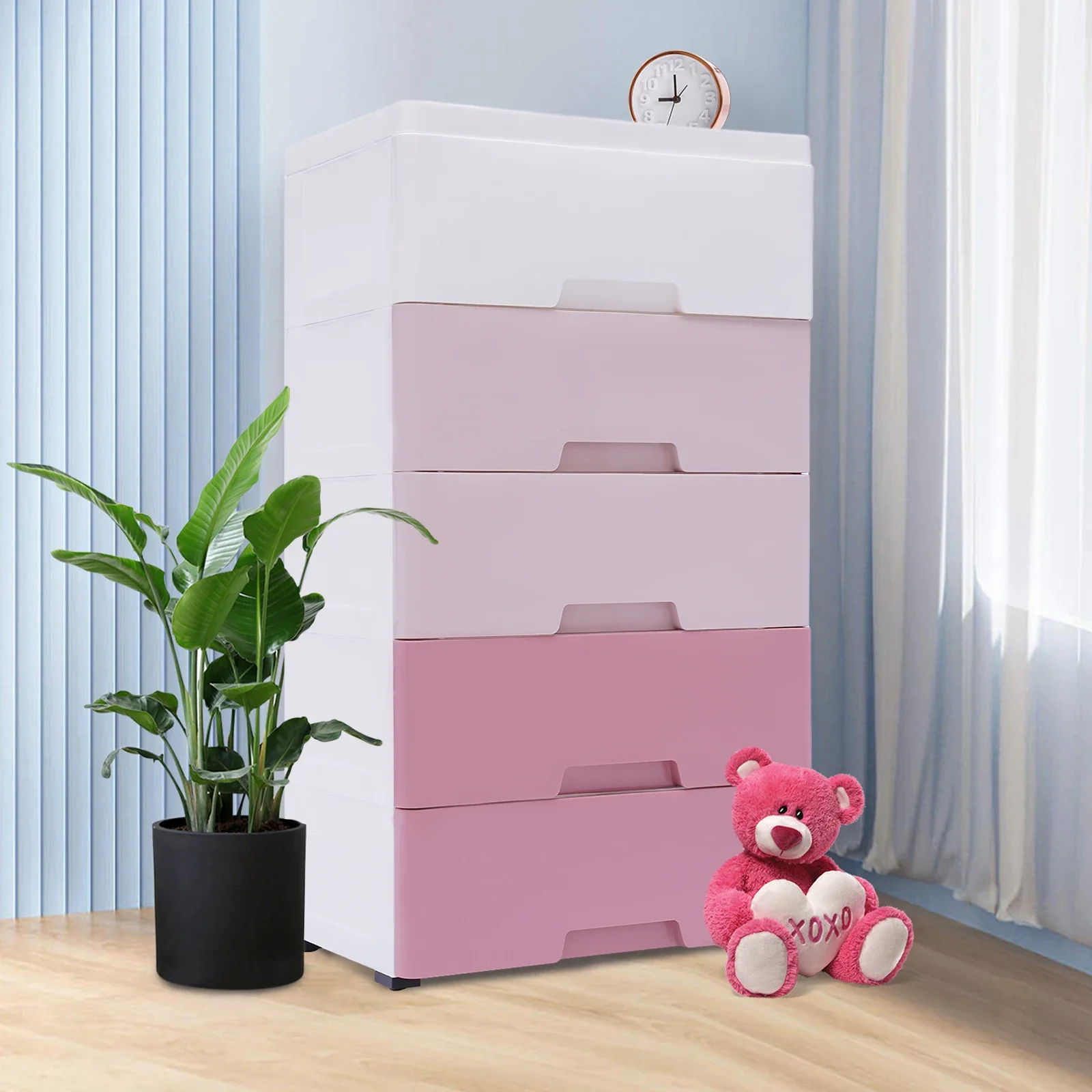 

5-Tier Plastic Drawer Storage Unit, Organizer Cabinet Storage Organizer Clothes Storage Tower for Closet Bedroom Living Room