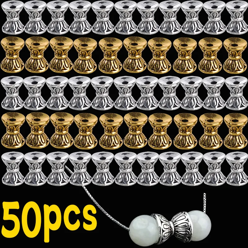 10/20/30/40/50pcs 6x5.5mm DIY Vintage Lotus Base Bottom Double-sided Spacer Beads Bracelet Beads For jewelry Making Accessories