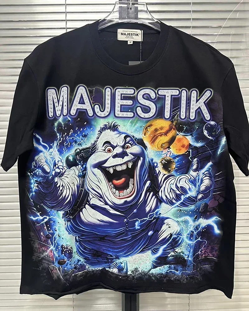 Trendy MAJESTIK T-shirt Men Women Street White Splash ink graffiti
