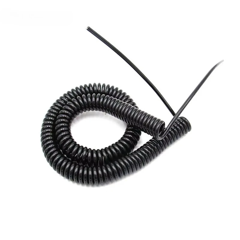 2-Core Spring Telescopic Power Cable,Spiral Expandable Wire,14/17/20/24AWG,2.5/5/7.5m Length,Black Power Cord