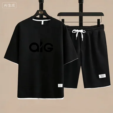 

Summer 2026 New Men's pullover sportswear Set, fashionable basketball men's casual short-sleeved T-shirt + shorts two-piece set