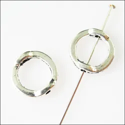 35Pcs Antiqued Silver Color Round Circle Spacer Beads Frame Charms 13mm