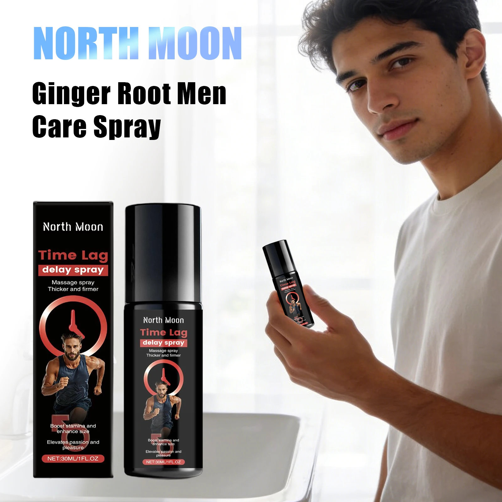North Moon Ginger Root Men Body Care Spray Quick Absorb Deep Nourish Reducing Discomfort Non-Irritating Soothing Massage Essence