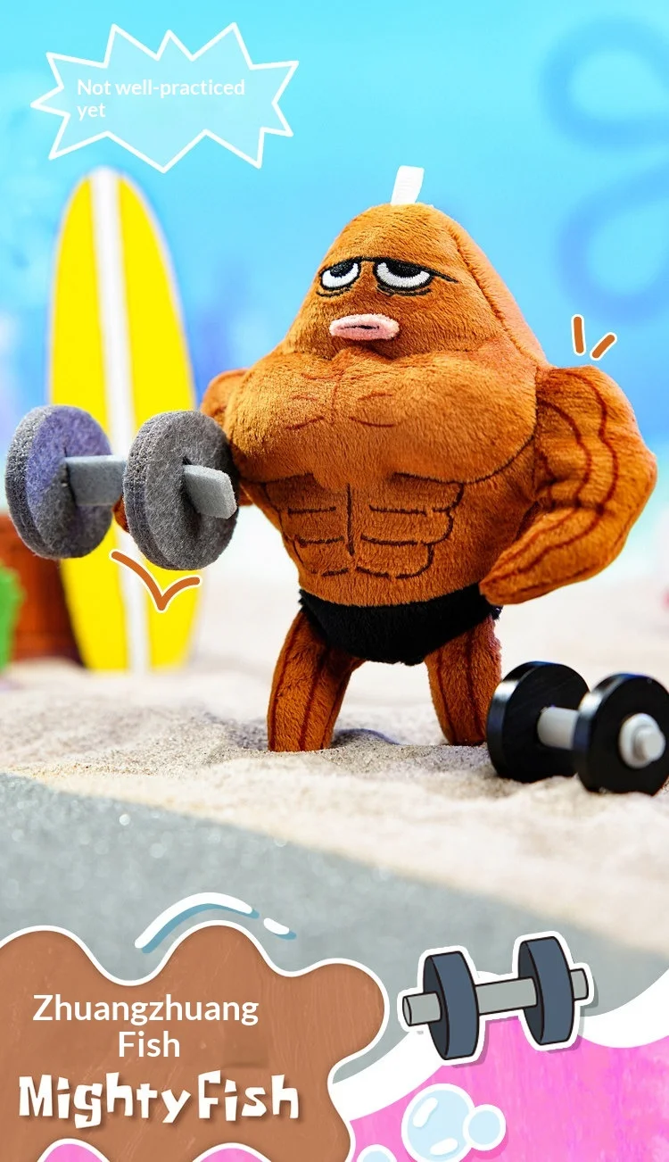 Original Bikini Bottom Stall Series Blind Box Bewegliche Figuren mit Hintergrund, Lustige Hässlich-Süße Flauschige Taschenanhänger Geschenk-Spielzeug – Detail 12