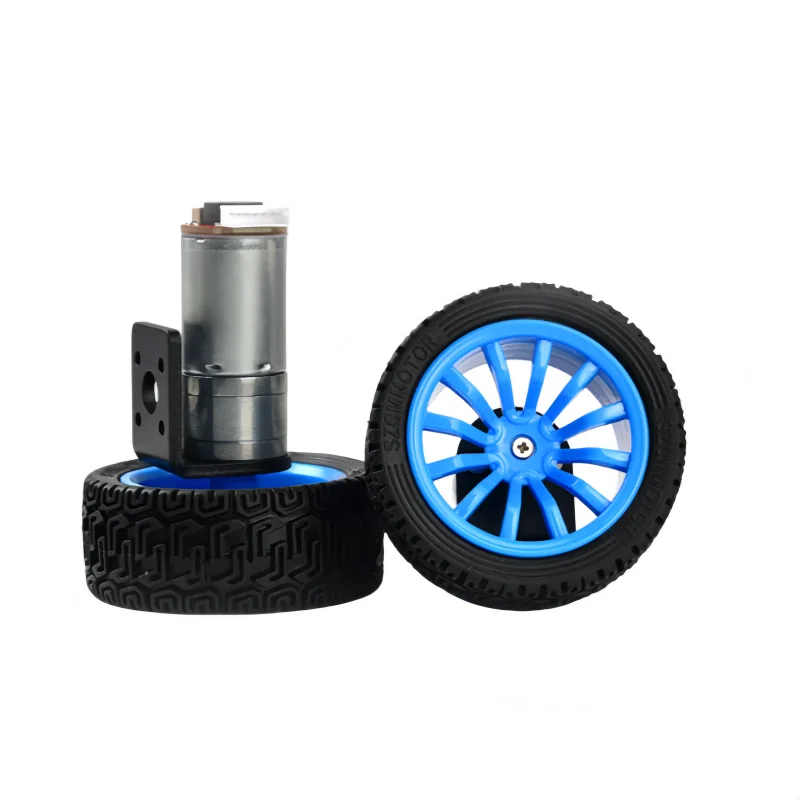 New JGA25-370 Gear Reduction Motor Kit With Encoder Hall Pulse Signal 65mm Wheels Self Balancing Robot Car Drive Motor Set