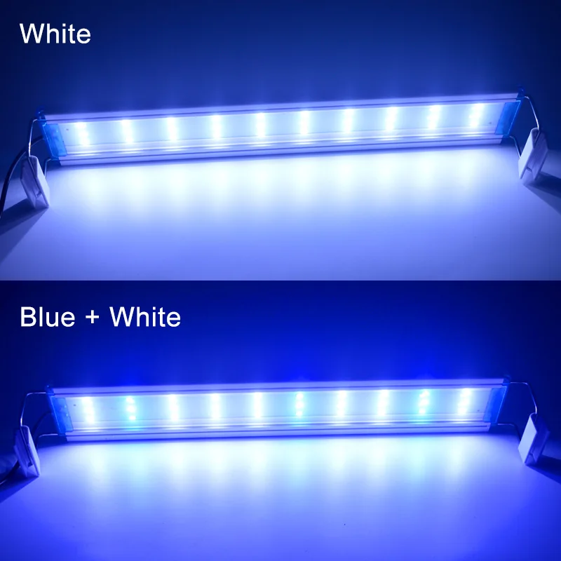 Aquarium LED Light Super Slim Fish Tank Aquatic Plant Grow Lighting Waterproof Bright Clip Lamp Blue LED 18-72cm for Plants 220v