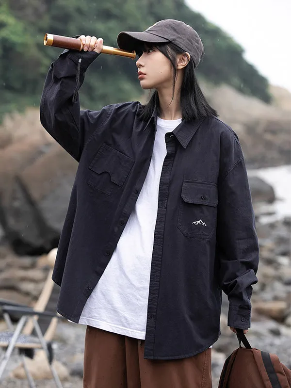 

Japanese Style Casual Long Sleeve Shirt Men's Loose Workwear Collar Jacket Spring Trendy Brand Breathable Moisture Wicking Co...